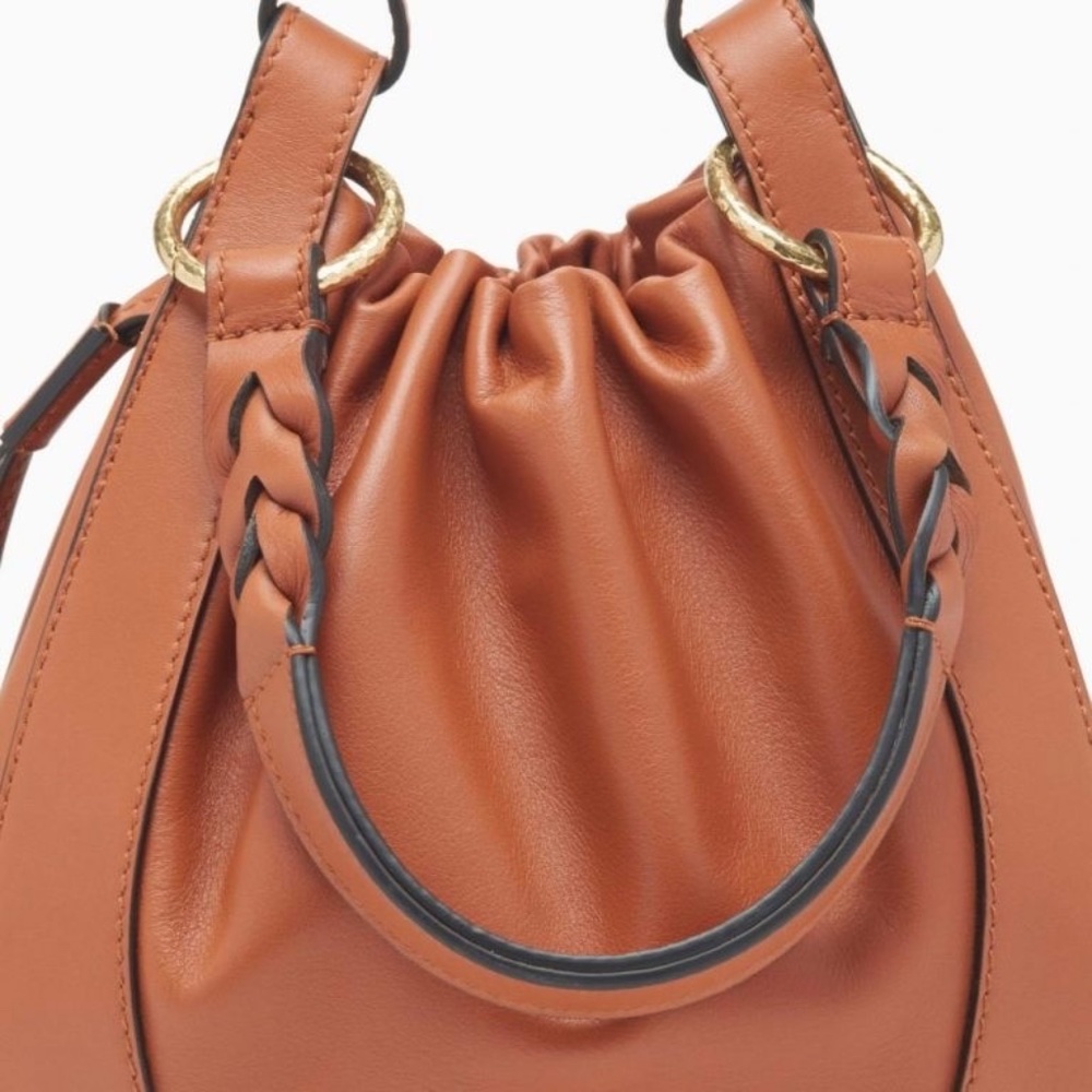 Ulla Johnson Hilma Top-Handle Leather Bucket Bag in Sienna Brown - Picture 6 of 16
